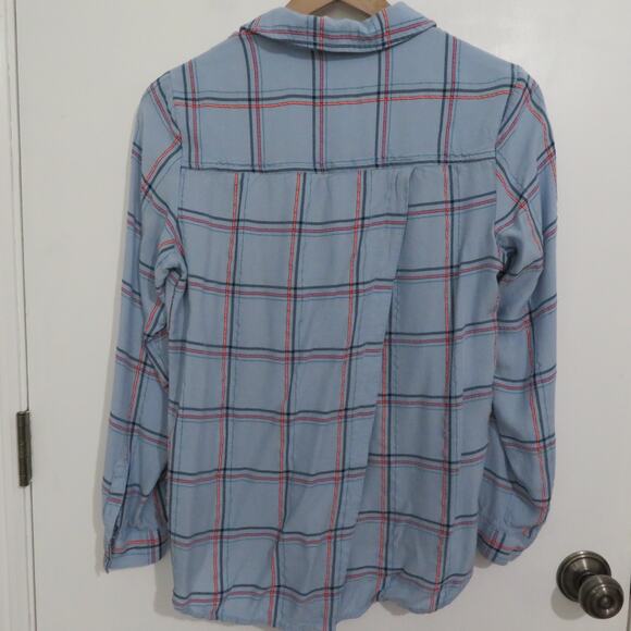 Anthropologie Pilcro & the Letterpress XS Light Blue Plaid Buttonfront Top - Picture 2 of 6